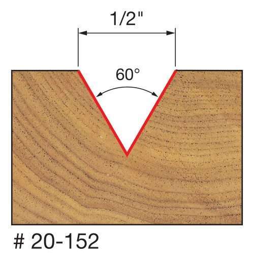 1/2″ (Dia.) x 1/2″ (h,) 60° V Grooving Bit (1/4″ Shank) 20-152