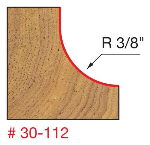 3/8″ Radius Cove Bit,1-1/4″ (dia.) x 1/2″ (h) 1/2″ shank 30-112