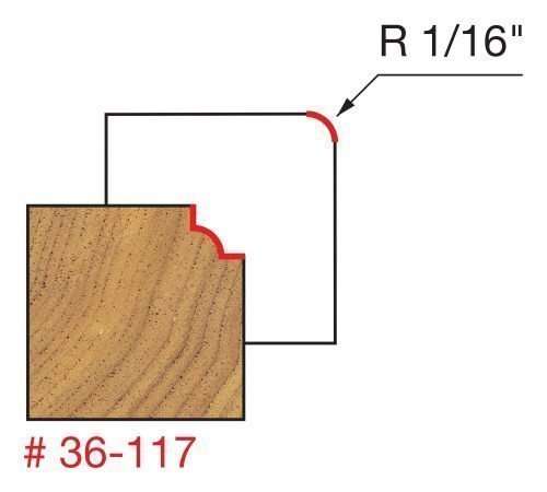 1/16″ Radius Beading Bit 5/8″ (Dia.) x 1/2″ (h), 1/2″ Shank 36-117