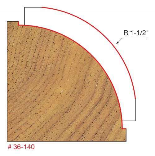 1-1/2″ Radius Beading Bit, 3-1/2″ (Dia.) x 1-3/4″ (h), 1/2″ Shank 36-140