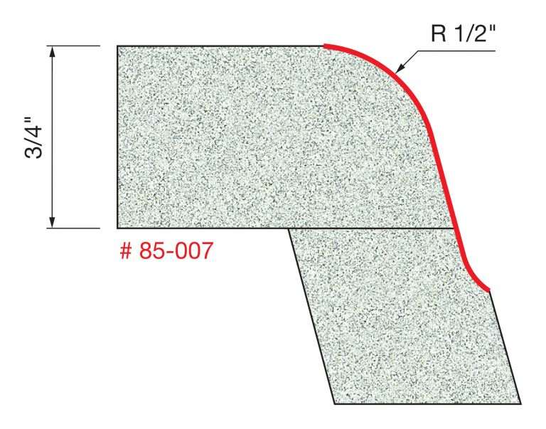 Solid Surface No Drip Edge Bit 1″ (Dia.) x 34″ (h) x 3/8″ (R) 85-111